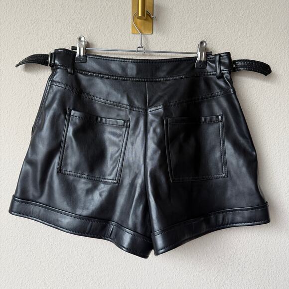 SIMKHAI Chace Vegan Leather High Rise Shorts in Black Size 6 - Picture 3 of 5